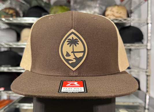Beige Guam Seal patch  / Beige & Brown Trucker Hat