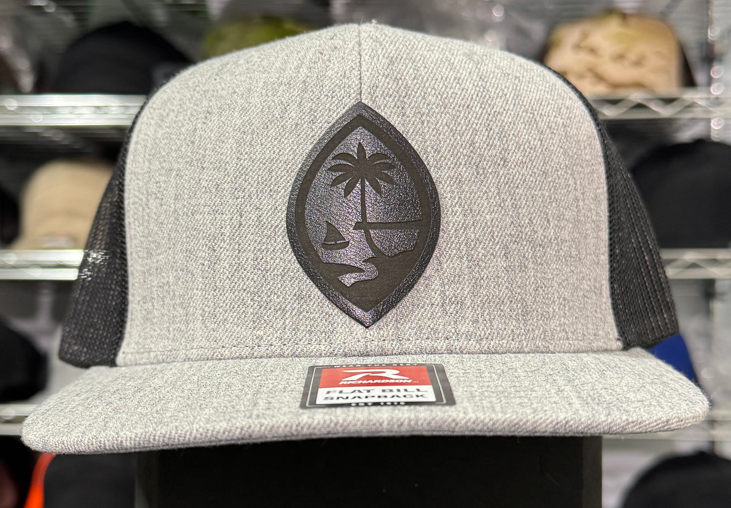 Black Guam Seal Gray and Black Trucker hat